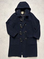 Brooks Brothers Jacket Mens Medium Blue Duffle Coat 100% Wool Horn Toggle Hooded
