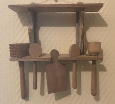 ANTIQUE TOY - DINETTE KITCHEN KITCHEN WOODEN DOLLHOUSE UTENSIL HOLDER