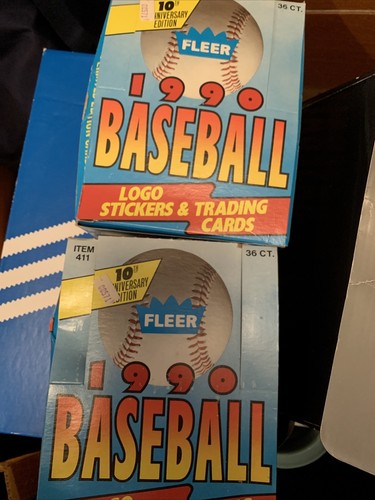 1990 fleer baseball wax box - wax, box-