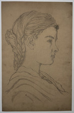 Portrait Femme DESSIN ORIGINAL 1896