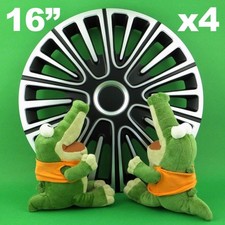 Enjoliveurs 16" Motion ★ 4 pièces ★ ARGENT+NOIR pour VW Beetle Passat Sharan