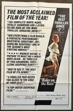 Rider on the Rain 1970 Original Movie Poster Charles Bronson Marlene Jobert rare