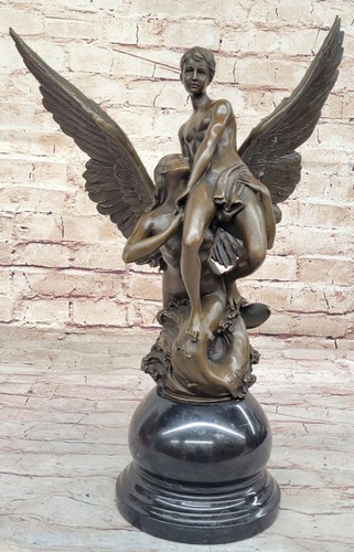 Nude mermaid with angel bronze - nude,