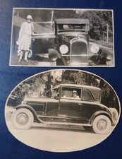 2 photographs old car circa 1920 with mascot 