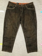 Delf Jeans Mens 42x32 Dark Wash Embroidered Pockets Contrast Stitch Straight