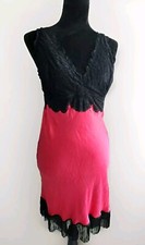 NK Imode Silk Lace Bust Support Chemise With Added Fringe Black & Raspberry L