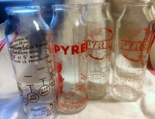 4 anciens Biberons lait Bébé verre PYREX Evian & Nestlé années 60