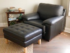IKEA Leather Arm Chair & Ottoman – Sold as set only.  