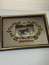 Vintage Wall Mirror 1977 Honda GL1000 Gold Wing Black Wood Frame Very Rare Clean