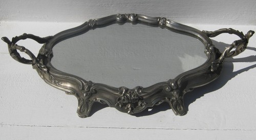 Ancien grand plateau miroir