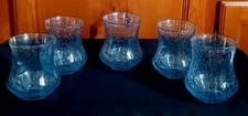 RARE La Verrerie BIOT France Turquoise Blue Bubble Stemless Glasses 4” Lot of 5