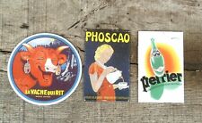 LOT 3 ANTIQUE BRAND ADVERTISING ENAMEL MAGNETS SERIES D3 FACTORY. IN FRANCE