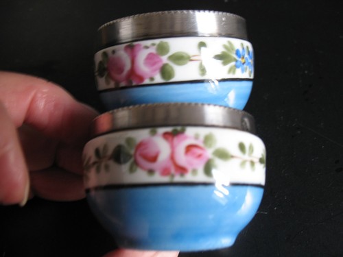 Salières porcelaine argent - porcelaine,