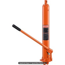 VEVOR Vérin Hydraulique Long pour Grue d'Atelier 3 T Base à Chape Simple Pompe