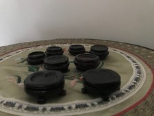 SOCLE SUPPORT BOIS CLOISONNE NETSUKE DéS MINIATURES CHINE CHINOIS JAPONAIS ASIE