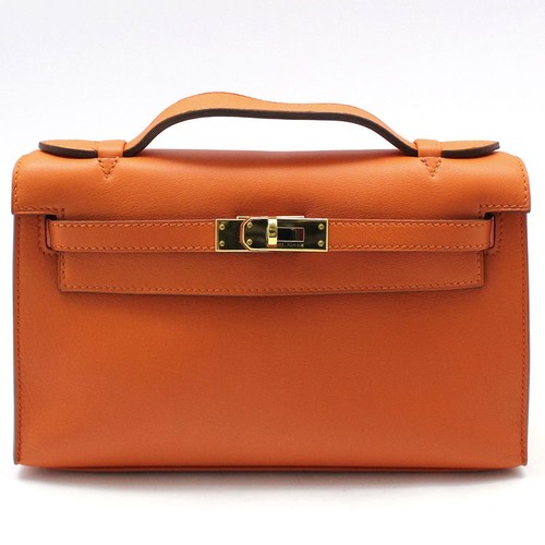 Hermes orange pochette - hermes,