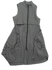 Porto San Francisco  Lagenlook Trapeze Art Dress 3 L Zip front Asym Houndstooth