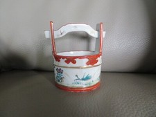 Antique Japanese Porcelain Insect and Flower Decor Signed Water Vase or Bucket
