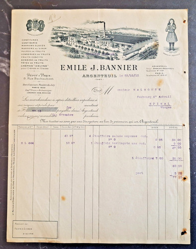 1913 facture ancienne - ancienne, emile