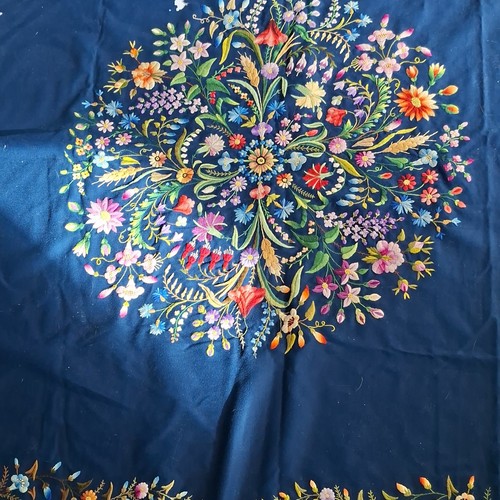 Nappe carrée bleue tissu - nappe,