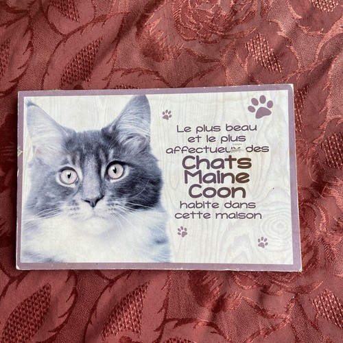 Plaque bois chat maine - plaque,