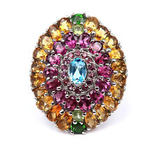Crafted dignitary ring - 925 silver, topaz, garnet, citrine, peridot