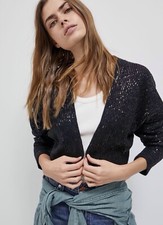 Anthropologie Maeve Artemia Black Open Sequined Shimmer Cardigan Size M/L
