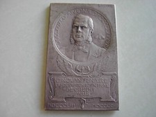 Plaque BRONZE - Edouard NAUD Cinquantenaire comptoir crédit de Paris 1903 Roiné
