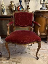 Chaise Louis XV Fauteuil cabriolet Rouge