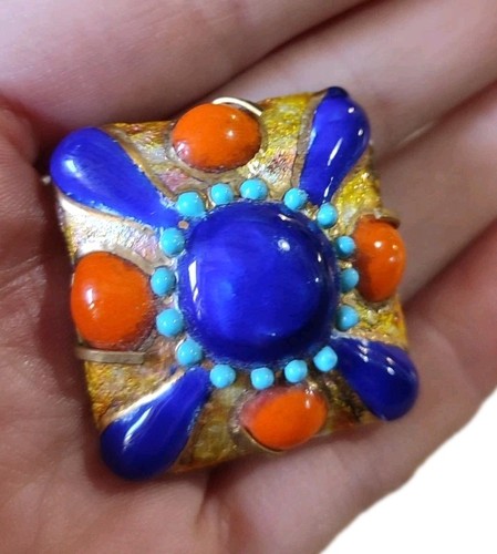 Ancienne broche relief émail - broche,