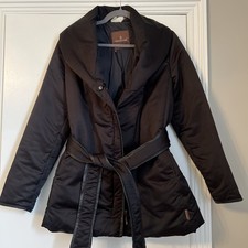 Vintage Moncler Sz 3 Down Puffer Quality Black Women's Jacket Leather Trim