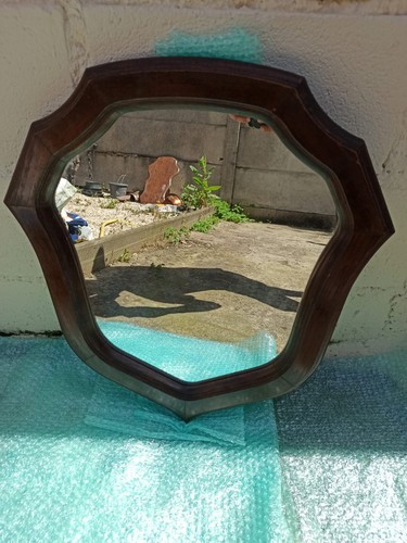 Ancien miroir arrondie bois - arrondie,