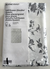 Ikea ALVINE KVIST Full/Queen Duvet cover and 2 pillowcases white/gray NEW