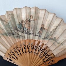 EVENTAIL Ancien Napoléon III Décor Jeux Charriot XIXè Victorian FAN VENTAGLIO