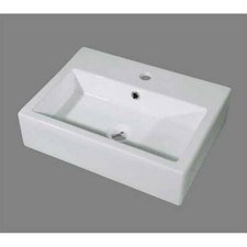 Lavabo blanc avec trou pour robinet et trop-plein 51x38x13 cm céramique *NEUF*