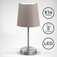 Lampe de table design moderne tissu taupe pied métal lampe de chevet  LED E14 