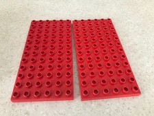 Lego Duplo X2 RED PLATES Building Brick Base Part 6x12 Holes