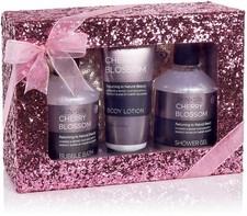 Coffret Cadeau Paillettes Rose Festive 4pcs Coffret de Bain & Douche inc Trousse