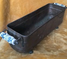 Jardinière Ancienne En Cuivre Avec Poignée Porcelaine Rétro Vintage 