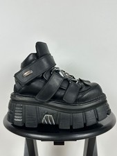 Women's New Rock M-285 Y2K Black Leather Platform Boots Size 36 EUR