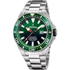Montre Festina F206632 en acier inoxydable argenté cadran vert analogique quartz