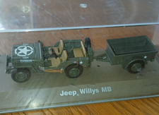 Atlas JEEP US army 2 DB militaire Willys MB WWII remorque 1/4 tonne Boite 1:43
