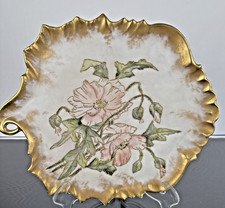 CARL KNOLL CARLSBAD Porcelain Tray Pink Poppy Decoration Raised Gold Hobbyist
