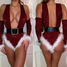 Deguisement Mere Noël Tenue Sexy Lingerie Erotique Cosplay Sexy Sans Bonnet 