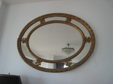Sublime Miroir Ovale style baroque cadre en résine doré Fabriqué en France 1970