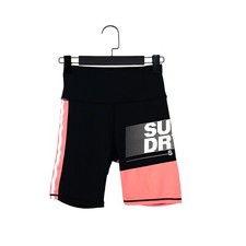 Superdry Sport Black Neon Pink Active Lifestyle Logo Bike Shorts - Size 8