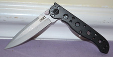 CRKT M16-01S Carson Design Back/Silver Flat Blade Frame-Lock Folding Knife--Good