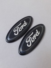 Ford Black & Silver 114mm X 45mm (x2) Badge High Quality