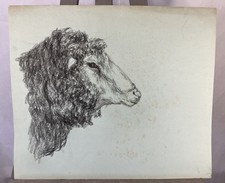 Drawing entourage of the Barbizon School 45 x 53 cm study of sheep Aries