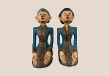 Pair of Antiques Inseparable Wedding Couple Loro Blonyo, Indonesia, 19th Century
